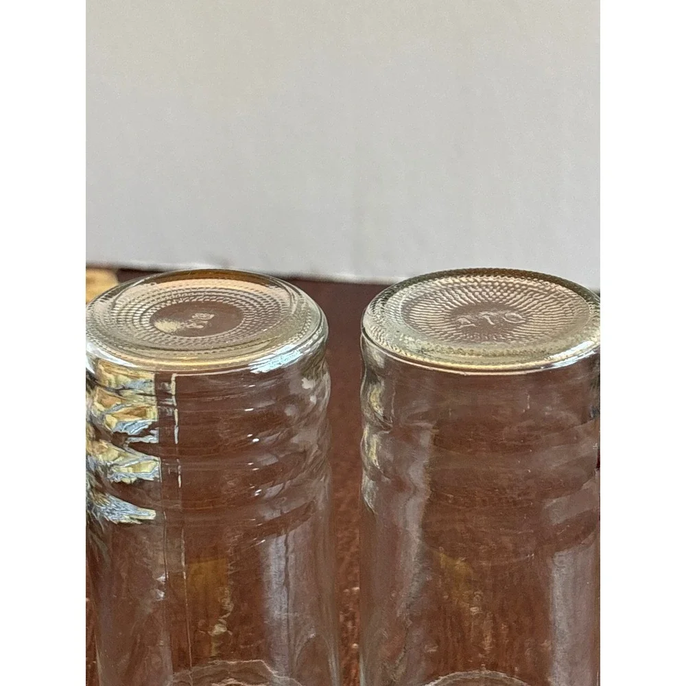 Vintage Clear Glass Jelly Jars Set‎ of 2 Ribbed Bottom Canning Kitchen Storage